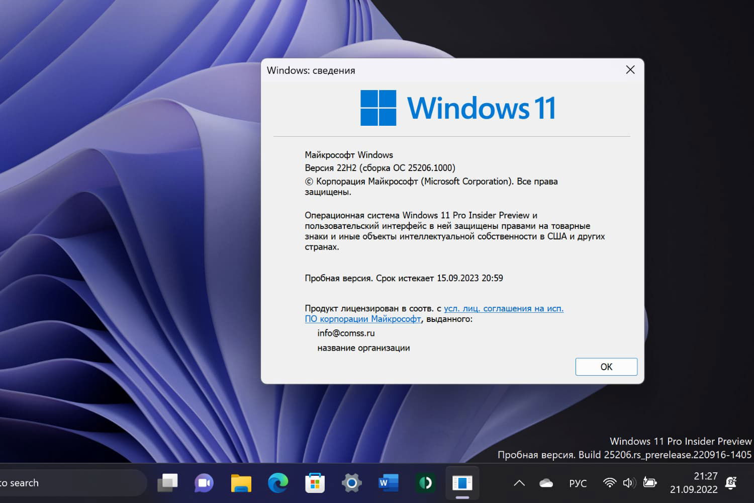 Windows 11, Версия 22H2 (Сборка ОС 25206.1000)